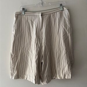 Bobby Chan Black and White Silk Cotton Blend Striped Shorts